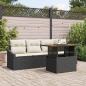 Preview: ARDEBO.de - 5-teiliges Garten Esszimmer Set mit Kissen Schwarz Poly Rattan Akazie
