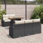 Preview: 6-teiliges Garten-Essen Set mit Kissen Schwarz Poly Rattan Akazie