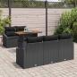 Preview: 6 Teiliges Garten Esstisch Set mit Kissen Schwarz Poly Rattan Akazie