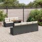 Preview: 8-teiliges Garten Essgruppe mit Kissen Schwarz Poly Rattan Akazie