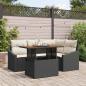 Preview: ARDEBO.de - 5-teiliges Garten-Dining-Set mit Kissen Schwarz Poly-Rattan Akazie