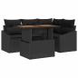 Preview: 5-teiliges Garten Essset mit Kissen Schwarz Poly-Rattan Akazie