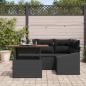 Preview: 5-teiliges Garten Essset mit Kissen Schwarz Poly-Rattan Akazie