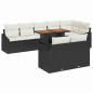 Preview: ARDEBO.de - 9 Teile Garten Esstisch Set mit Kissen Schwarz Poly Rattan Akazie