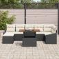 Preview: 8-teiliges Garten Esszimmer Set mit Kissen Schwarz Poly Rattan Akazie