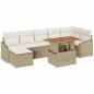 Preview: 8-teilige Garten-Essgruppe mit Kissen Beige Poly Rattan Akazie