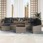 Preview: 9-teiliges Garten Esszimmer Set mit Kissen Grau Poly Rattan Akazie