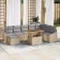 Preview: ARDEBO.de - 9-teiliges Garten Essgruppe mit Kissen Beige Poly Rattan Akazie