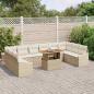 Preview: 11-teiliges Garten Essgruppen-Set mit Kissen Beige Poly Rattan Akazie