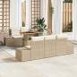 Preview: ARDEBO.de - 6-teiliges Garten Essset mit Kissen Beige Poly Rattan Akazie