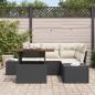 Preview: 5-teiliges Garten-Essset mit Kissen Schwarz Poly-Rattan Akazie