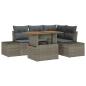 Preview: 5-teiliges Garten-Ess-Set mit Kissen Grau Poly Rattan Akazie