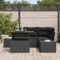 Preview: 5-teiliges Garten-Ess-Set mit Kissen Schwarz Poly-Rattan Akazie