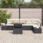 Preview: 7-teiliges Garten-Esszimmer Set mit Kissen Schwarz Poly-Rattan Akazie