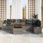 Preview: 7-teiliges Garten Essset mit Kissen Grau Poly Rattan Akazie