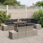 Preview: 9-teiliges Garten Esstischset mit Kissen Grau Poly Rattan Akazie