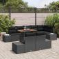 Preview: 9-teiliges Garten Esstisch Set mit Kissen Schwarz Poly Rattan Akazie