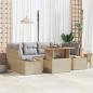 Preview: ARDEBO.de - 7-teiliges Garten Dining Set mit Kissen Beige Poly Rattan Akazie