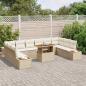 Preview: ARDEBO.de - 11-teilige Garten-Essgruppe mit Kissen Beige Poly-Rattan Akazie