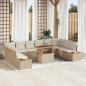 Preview: 11-teilige Garten-Essgruppe mit Kissen Beige Poly-Rattan Akazie