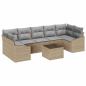 Preview: 8-teiliges Garten Sofa Set mit Kissen Beige Poly Rattan