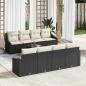 Preview: ARDEBO.de - 7-teilige Garten Sofa Set mit Kissen Schwarz Poly Rattan