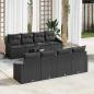 Preview: ARDEBO.de - 7-teiliges Garten Sofa Set mit Kissen Schwarz Poly Rattan