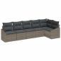 Preview: ARDEBO.de - 6-teiliges Garten Esszimmer Set mit Kissen Grau Poly Rattan