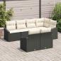 Preview: 7-teiliges Garten Esstisch Set mit Kissen Schwarz Poly Rattan