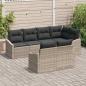 Preview: 7-teiliges Garten Dining Set mit Kissen Hellgrau Poly-Rattan