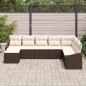 Preview: 8-teiliges Garten Essset mit Kissen Braun Poly-Rattan