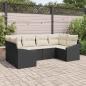 Preview: ARDEBO.de - 6-teiliges Garten Sofa Set mit Kissen Schwarz Poly Rattan