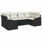 Preview: 6-teiliges Garten Sofa Set mit Kissen Schwarz Poly Rattan