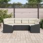 Preview: 6-teiliges Garten Sofa Set mit Kissen Schwarz Poly Rattan