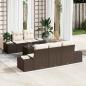 Preview: ARDEBO.de - 6-teiliges Garten-Sofa-Set mit Kissen Braun Poly-Rattan