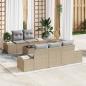 Preview: ARDEBO.de - 6-teiliges Garten Sofa Set mit Kissen Beige Poly Rattan