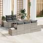 Preview: ARDEBO.de - 6-teiliges Garten-Sofa-Set mit Kissen Hellgrau Poly-Rattan