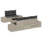 Preview: 6-teiliges Garten-Sofa-Set mit Kissen Hellgrau Poly-Rattan