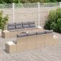 Preview: 7-teiliges Garten Sofa Set mit Kissen Beige Poly Rattan