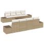 Preview: ARDEBO.de - 7-teiliges Garten Sofa Set mit Kissen Beige Poly Rattan