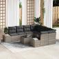 Preview: ARDEBO.de - 9-teiliges Garten Sofa Set mit Kissen Grau Poly Rattan
