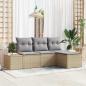 Preview: ARDEBO.de - 4-teiliges Garten Sofa Set mit Kissen Beige Poly Rattan
