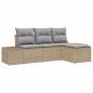Preview: 4-teiliges Garten Sofa Set mit Kissen Beige Poly Rattan