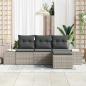 Preview: 4-teiliges Garten-Sofa-Set mit Kissen Hellgrau Poly-Rattan