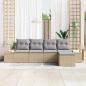 Preview: ARDEBO.de - 5-teiliges Garten-Sofa-Set mit Kissen Beige Poly-Rattan