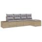 Preview: 5-teiliges Garten-Sofa-Set mit Kissen Beige Poly-Rattan