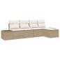 Preview: 5-teiliges Garten-Sofa-Set mit Kissen Beige Poly-Rattan