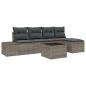 Preview: 5-teiliges Garten-Sofa-Set mit Kissen schwarzes Poly-Rattan