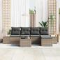 Preview: 5-teiliges Garten-Sofa-Set mit Kissen schwarzes Poly-Rattan