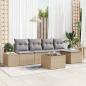 Preview: ARDEBO.de - 6-teiliges Garten-Sofa-Set mit Kissen Beige und hellgrau Poly-Rattan